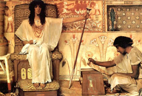 (1 Mos 41:41) Josef blir Egyptens näst högst uppsatte, målning av Lawrence Alma-Tadema, 1874.