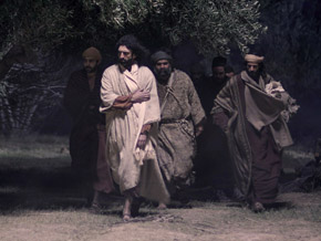 (Matt 26:36) Jesus tar med sig Petrus, Jakob och Johannes in i Getsemane för att be.