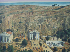 (Matt 16:19) Vid Banias naturreservat, som platsen heter i dag, finns en skylt med en målning på hur Pan-templet kunde ha sett ut på Jesu tid.