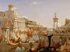 (Rom 1:1) Målning av Thomas Cole från 1800-talet illustrerar Rom under dess storhetstid under romarriket.