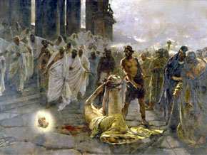 (2 Tim 4:6) Paulus halshuggning. Målning av den spanske konstnären Simonet, 1887.